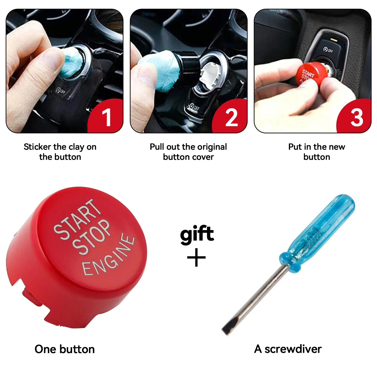 Red Engine Start Stop Switch Push Button Replace Cover For BMW 1 2 3 4 5 6 7 X1 X3 X4 X5 X6 series F Chassis F20 F21 F30 F31 F48