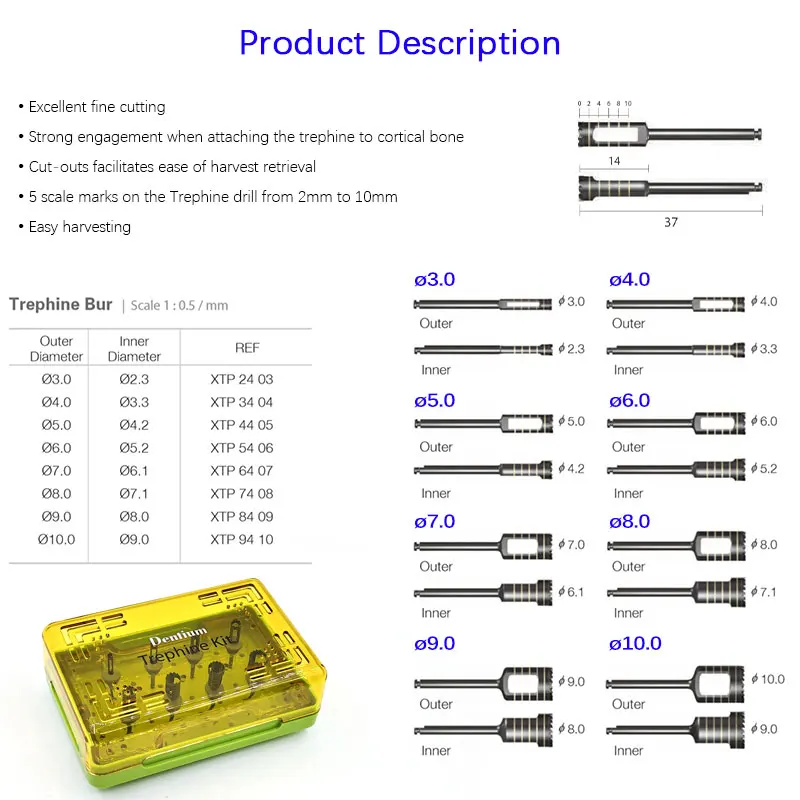 8pcs Dental Dentium XIT Trephine Kit Implant Instrument Dental Tools - Image 6