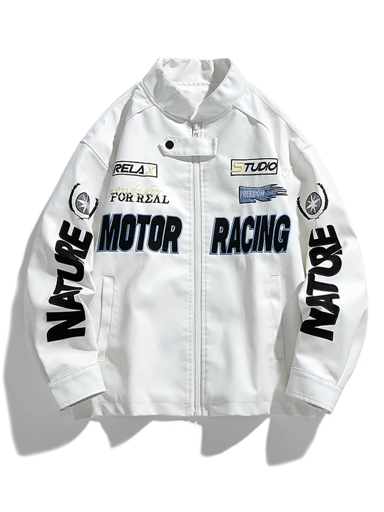 

American Sle Loose PU Leather Jaet Men's Autumn Winter Street Pilot Motorcycle Racing Clothes Faion Brand Trendy Top