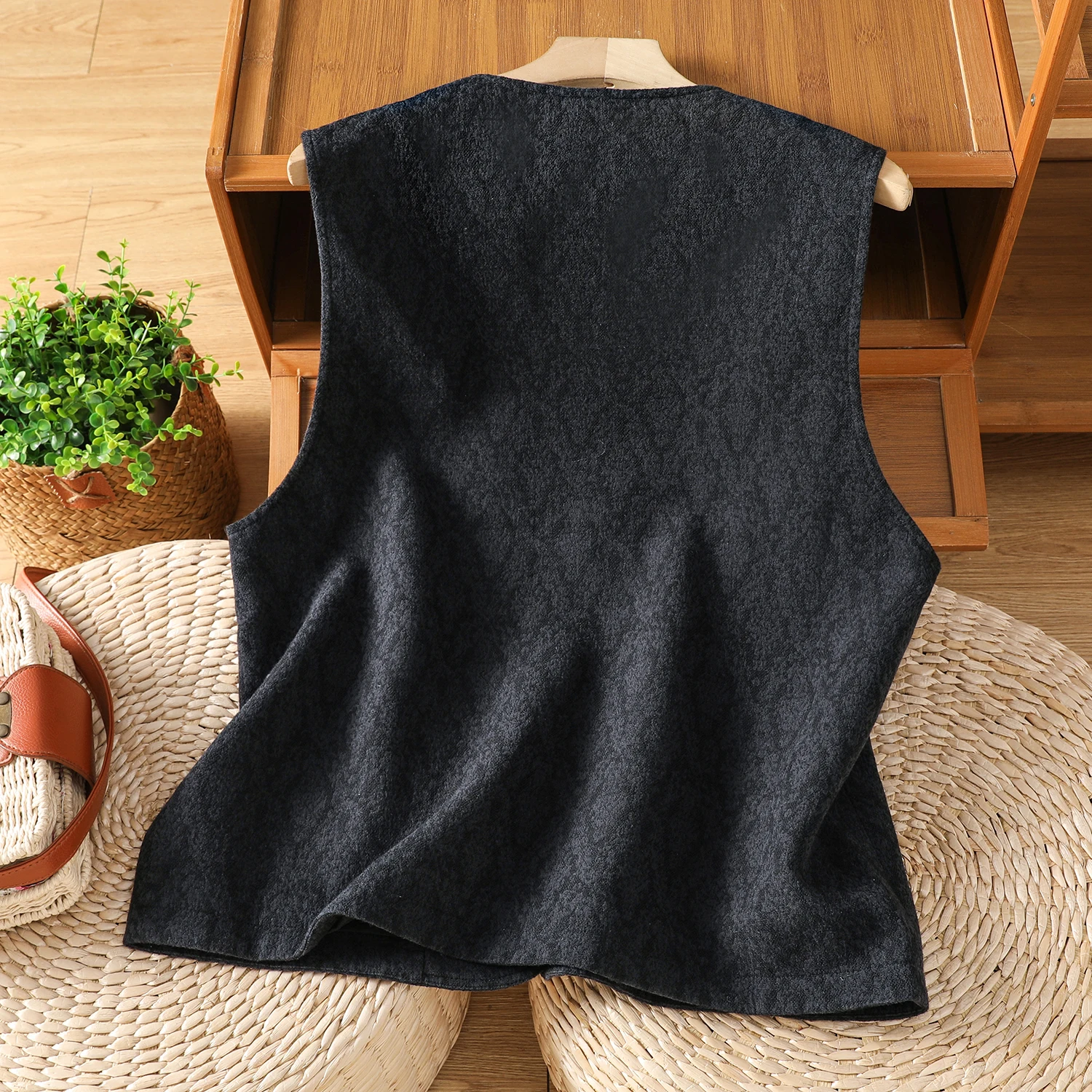 

Retro Bla Floral Embroidery Vest Women's Casual ort Sle All-Match Top Spring Autumn New Arrival Open Cardigan