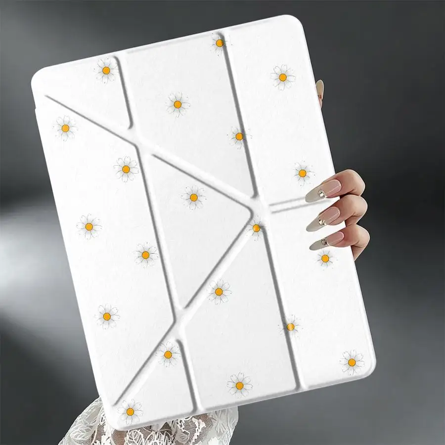 Minimalist Daisy Tablet Case For iPad 10th Gen 11th Air 8 M2 M3 3 9th 12th Mini 7 6 5 Pro 13 2025 2026 With Pen Slot Cover