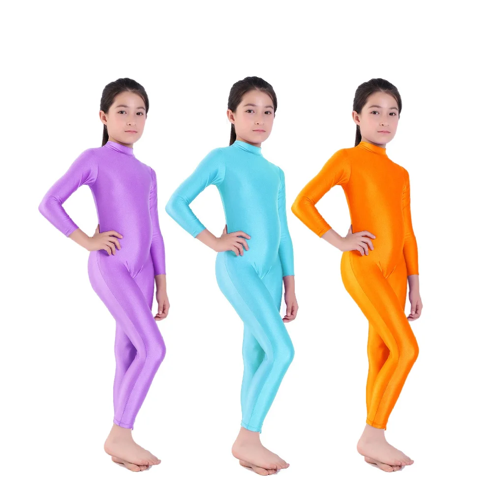 

Girls Long Sleeve Ballet Gymnastics Bodysuit Kids Skate Dance Performance Wear Jumpsuit Children's Training Wear
