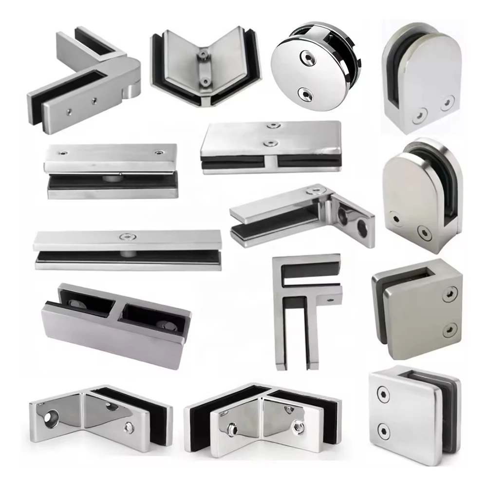 Custom 304 Stainless Steel Stair Glass Clamps Engineering-Grade Adjustable Fixed Clamps Safety Anti-Slip Stair Accessories Safet