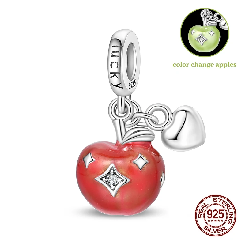New 925 Sterling Silver Charms Fit Pan Original Bracelet DIY Temperature Change Color Apples Pendants Beads Christmas Eve Gifts