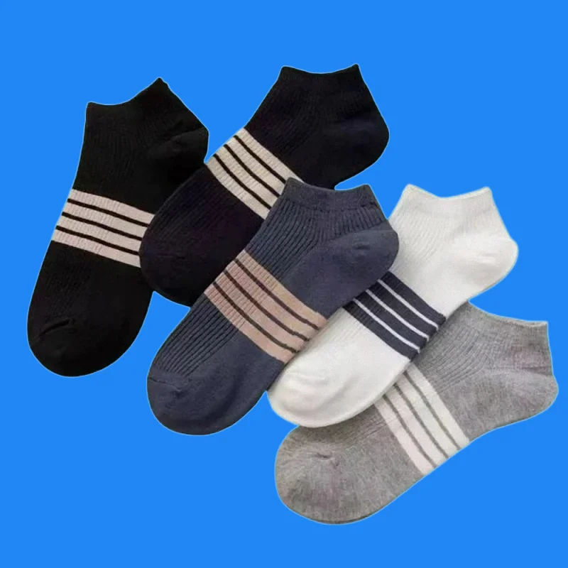 5/10 Pairs High Quality Breathable Men\'s Boat Socks Casual Silicone Non-Slip Ankle Socks Fashion Invisible Low Cut Short Socks