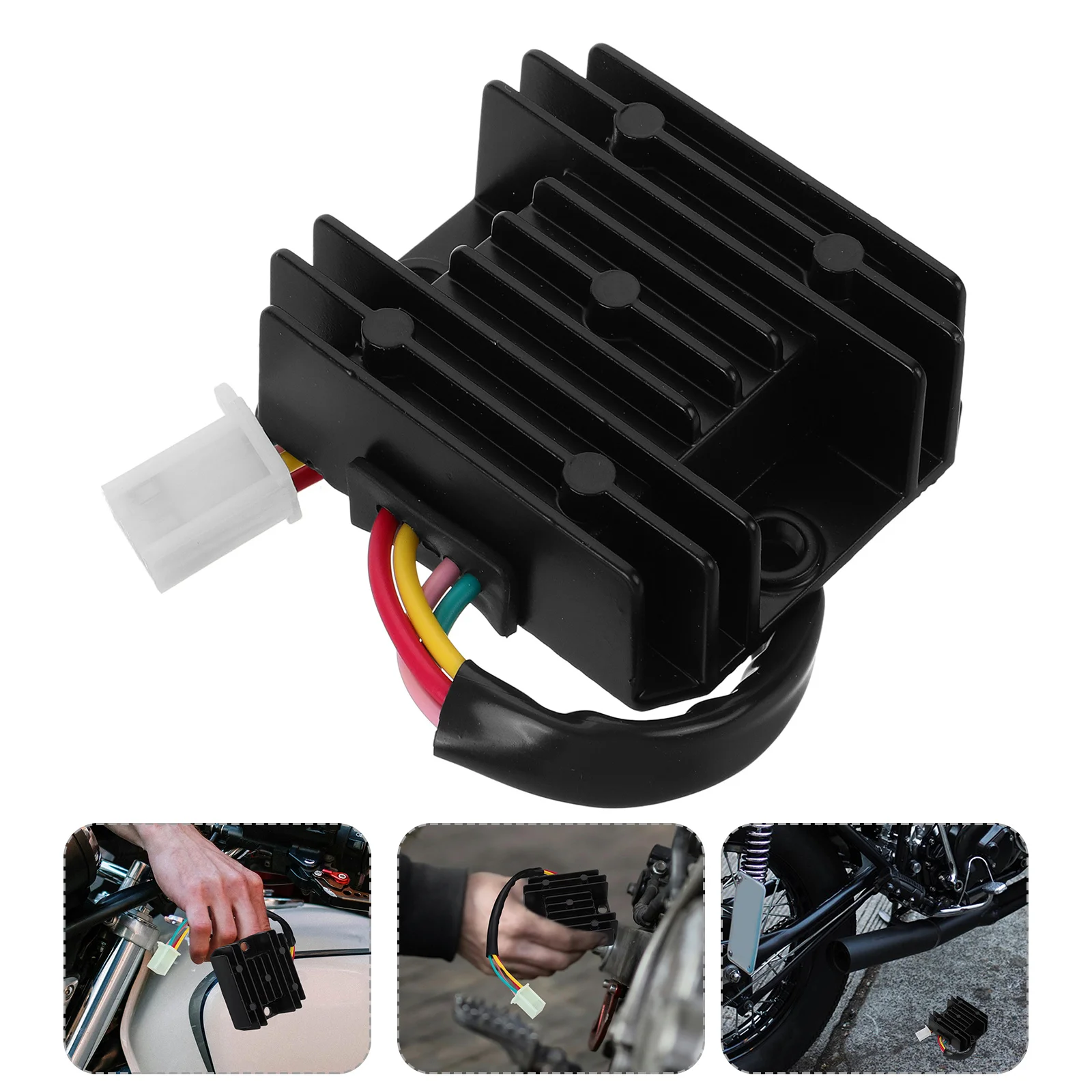 

Motorcycle Voltage Regulator Rectifier Replacement Durable Iron Plastic 12V Universal Stabilizer Kit Atv Off-Road Scooter Supply