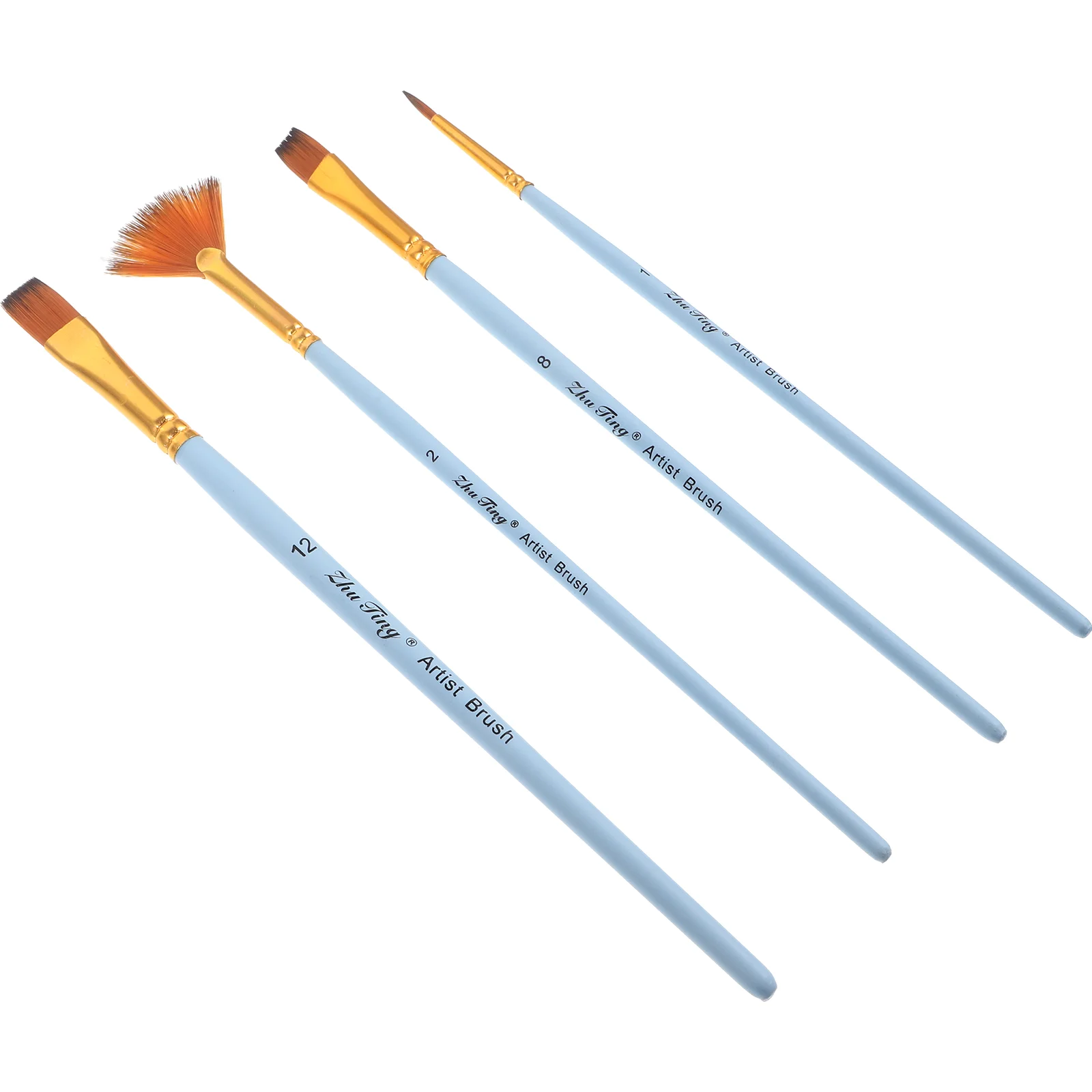 

4 Pcs Oil Brush Set Wear-resistant Watercolor Practicing Paint Multi-function Paints Supply Portable Fan Painting Pen for