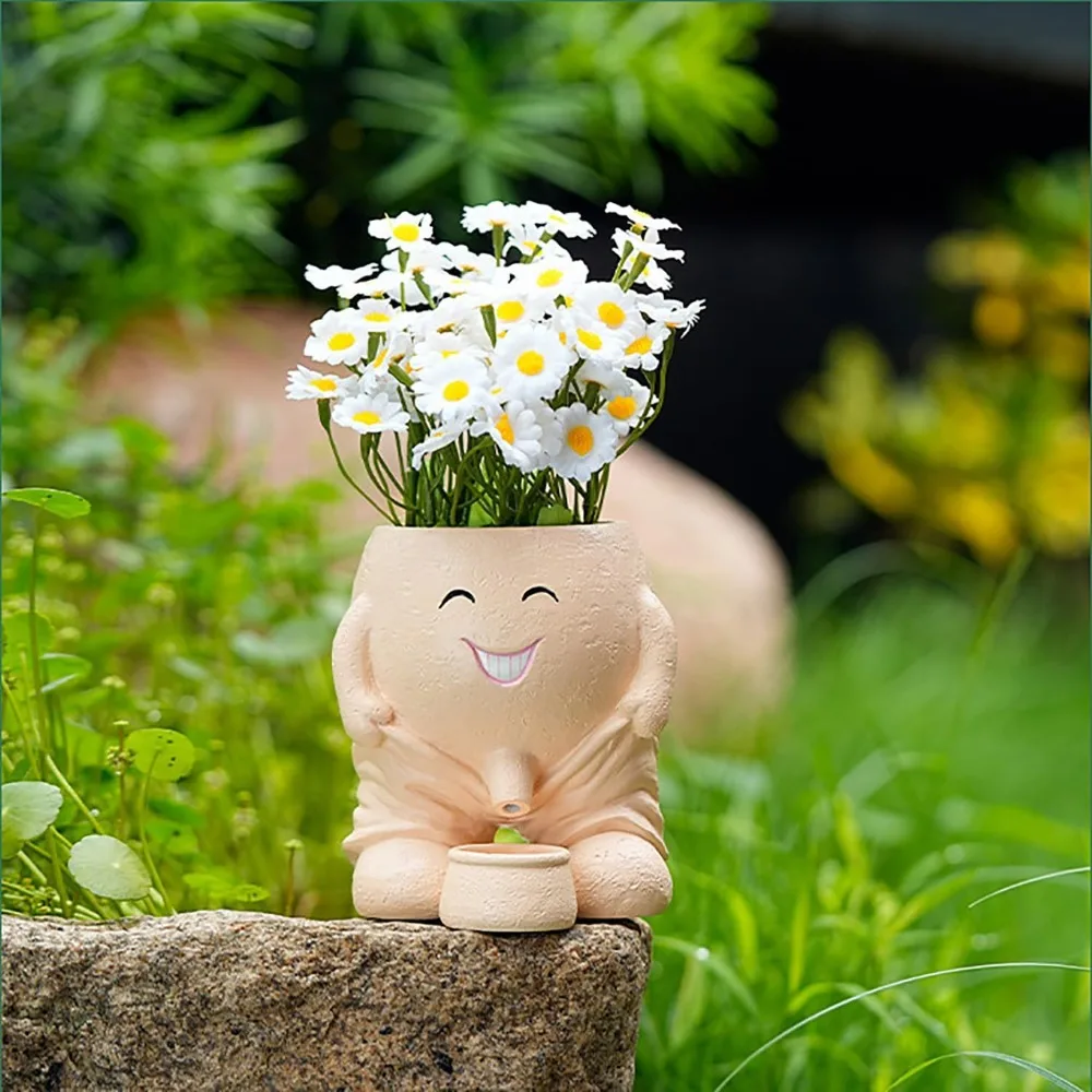 

Head Planter,Unique Face Flower Vase Peeing Pot Head Planter for Indoor and Outdoor Decor, Cute Cactus Face Funny Office Plant P