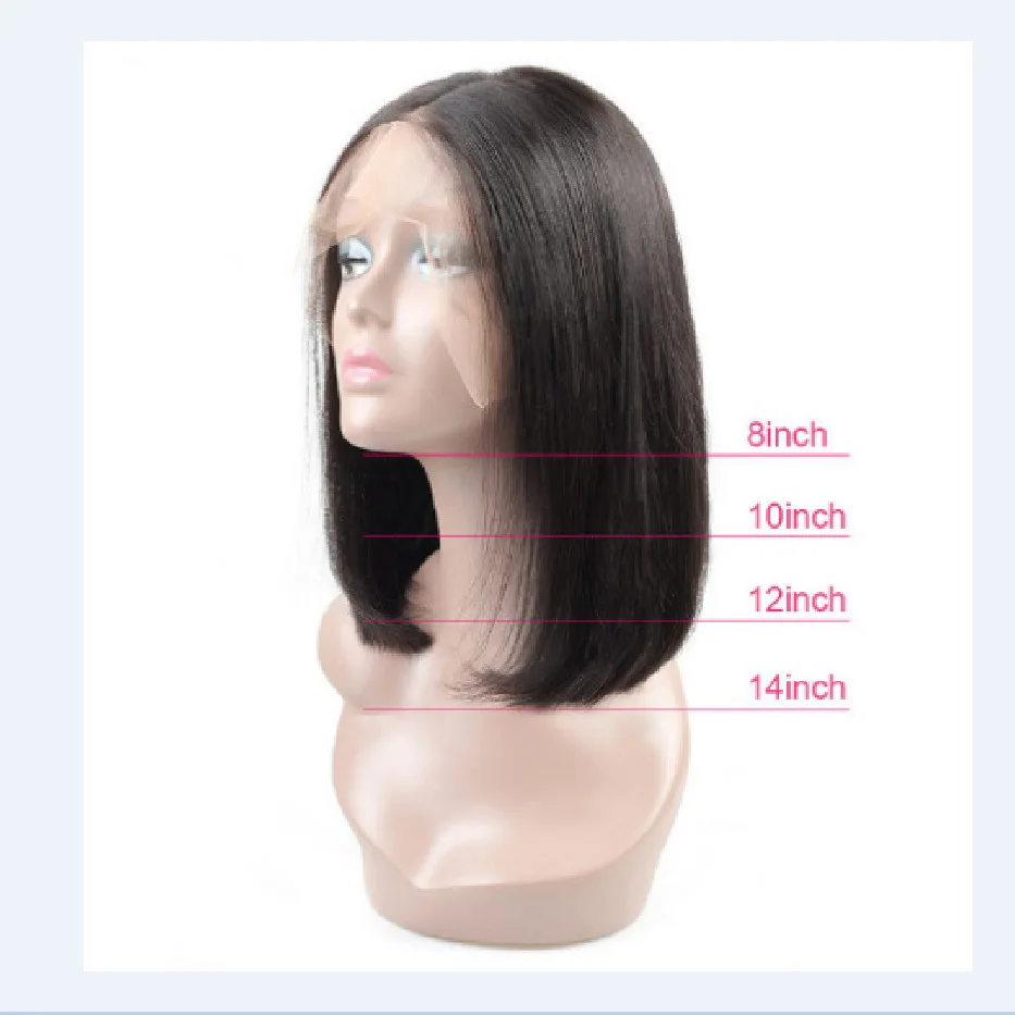 Remy Human Hair wig 13x4 straight lace Frontal Wigs short bob haircuts with bangs for women 10 12 14 16 inch