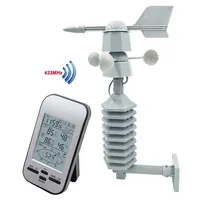 Wireless Anemometer Dual Mount Wind Sensor LCD Weather Station Clock Wind Speed Direction Chill Home Temperature Humidity Meter
