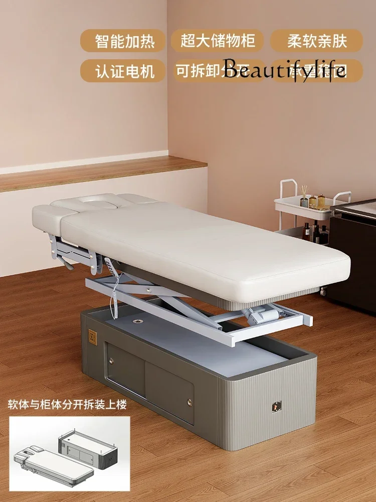 Electric Lift Beauty Care Bed Beauty Salon Special Bed Removable Massage Heating Physiotherapy Massage Couch