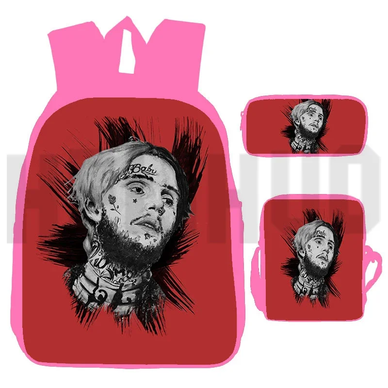 Children Rapper Lil Peep 3D Backpacks Women High Capacity Laptop Travel Rucksack 3 Pcs/Set Lil Peep Anime Primary School Bags