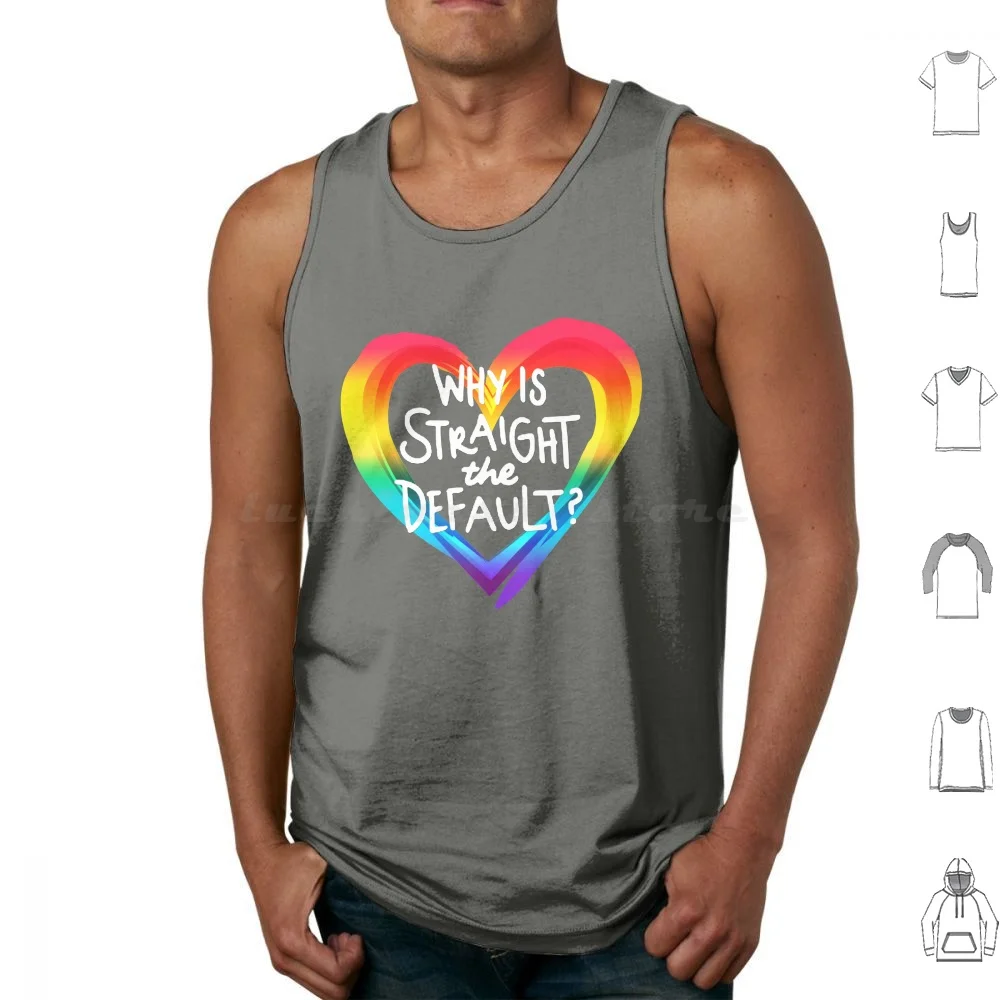 Why Is Straight The Default ? Tank Tops Print Cotton Love Simon Pride Rainbow