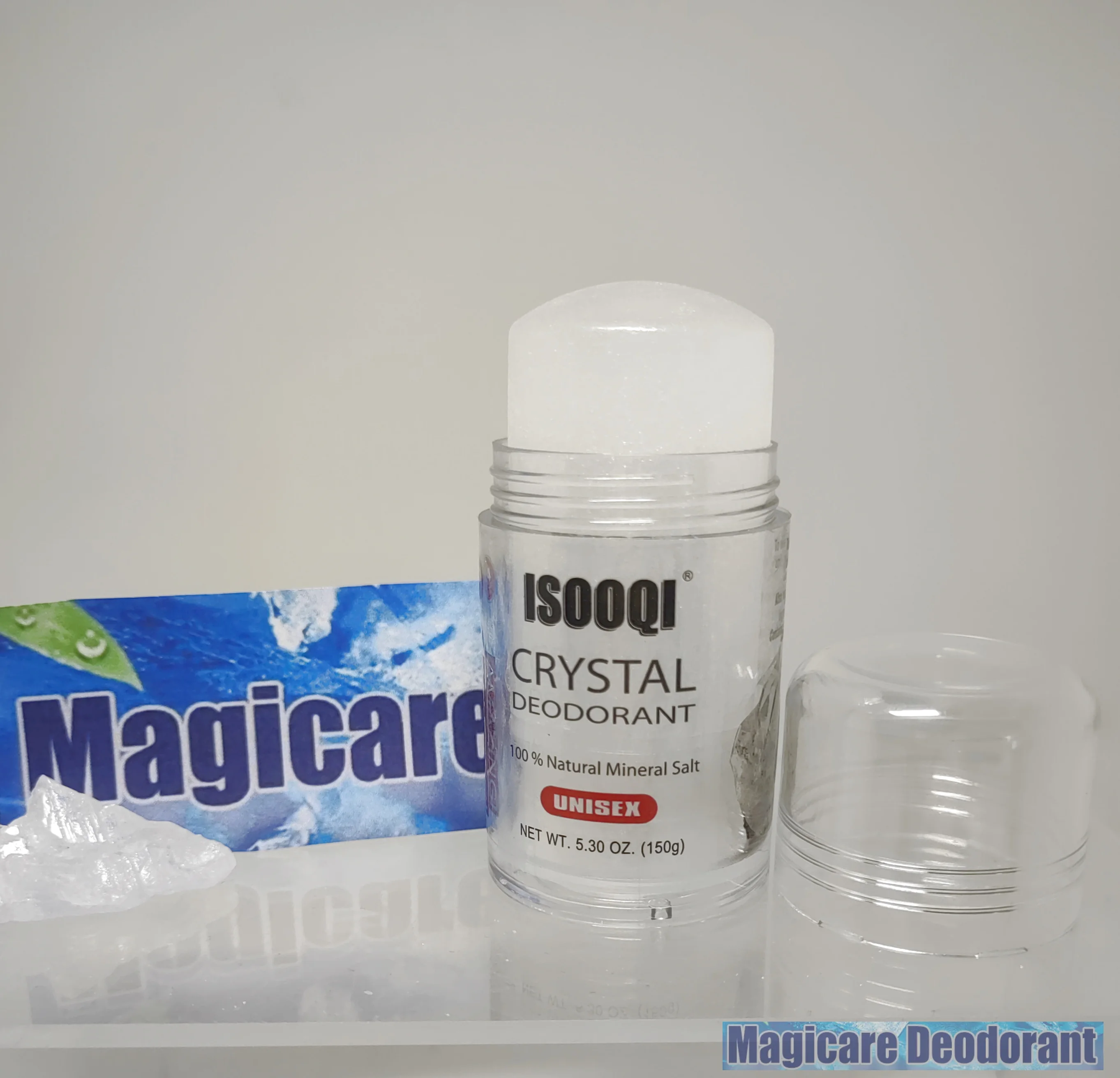 Magicare แท่งโปแตสเซียมสารส้มแท่งระงับกลิ่นกายคริสตัลยาระงับกลิ่นกาย100% ใต้วงแขนธรรมชาติ150กรัม