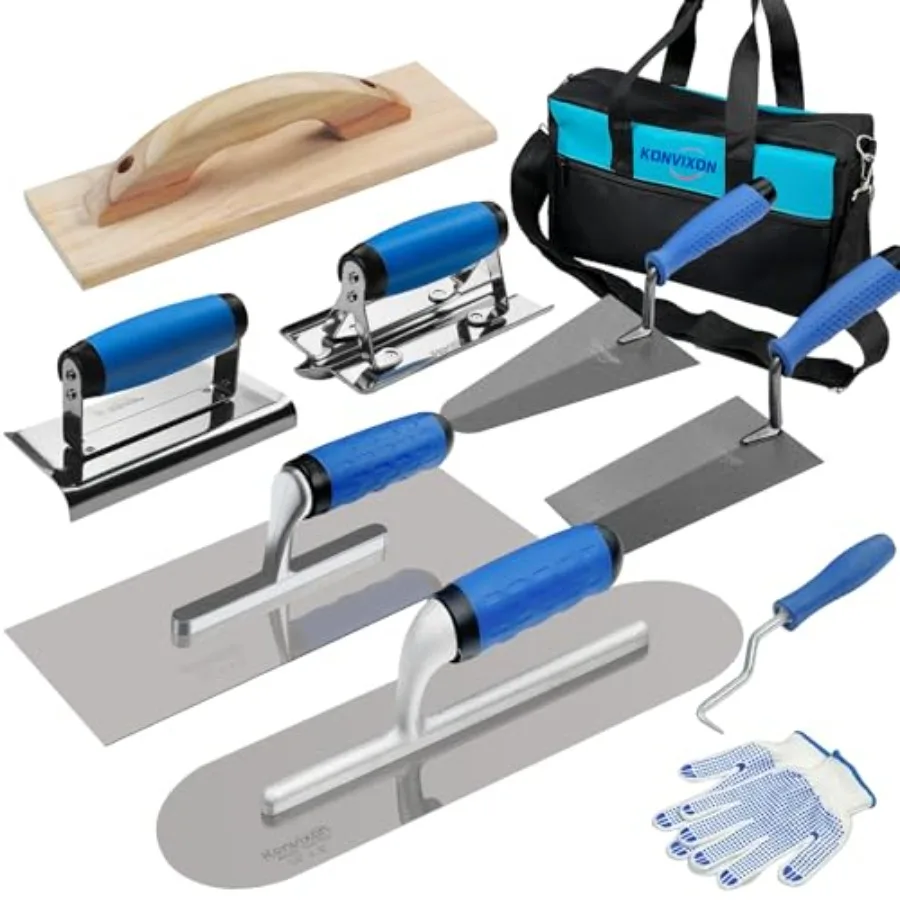 

【Spot goods】10PCS Concrete Trowel Set Masonry Hand Tool Set Includes Large Flat Finishing and Pool Trowel Wood Float Concrete E