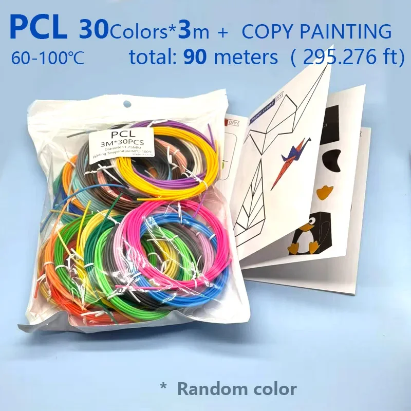 

1.75mm Diameter PCL Low-Temperature 3D Pen Filament Multi-Color Pack (5/10/20 Colors) Vibrant Colors with Reusable 3D Pen Copy P
