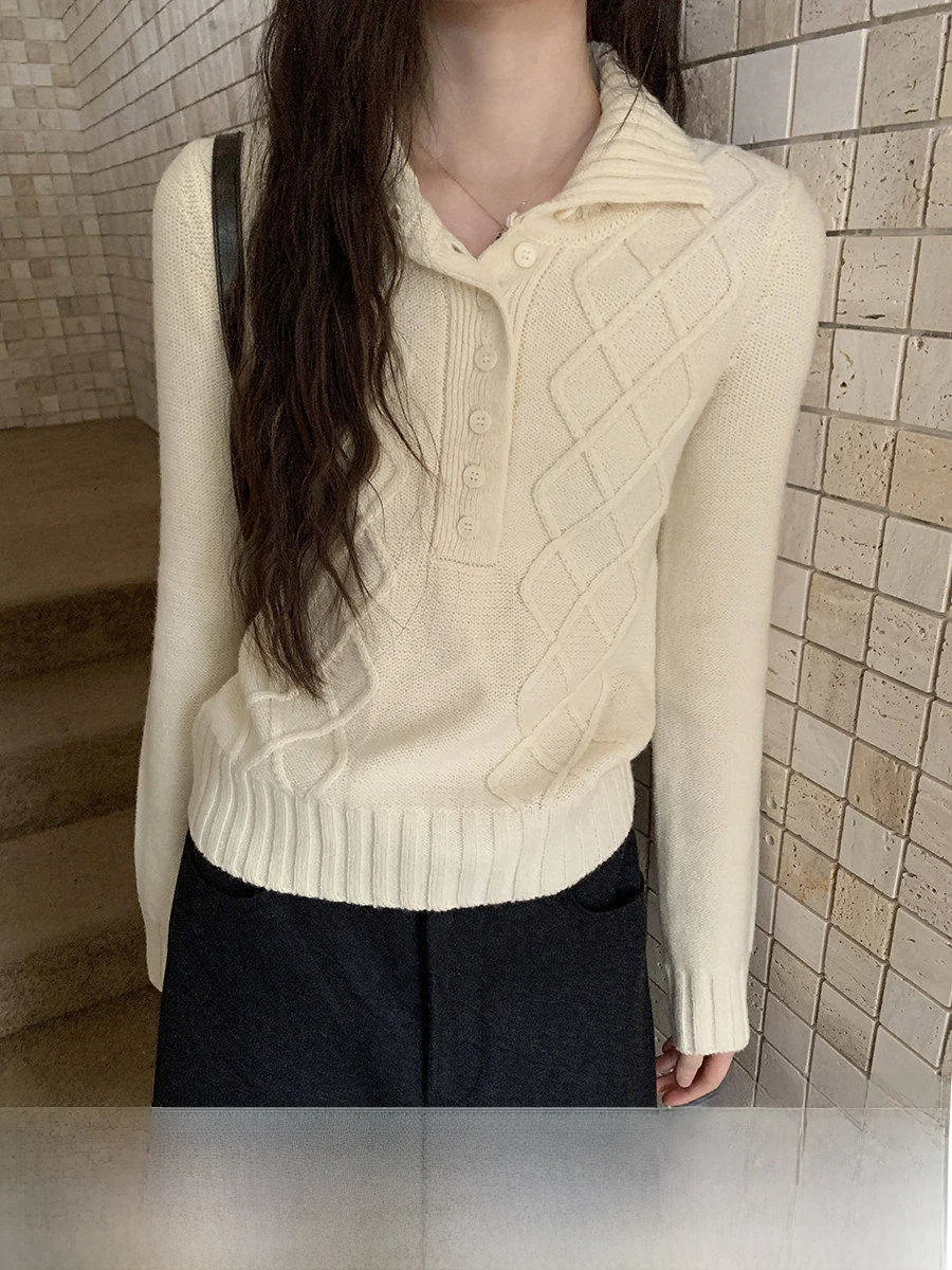 

Вязаный свитер с воротником в стиле ретро, женский осенне-зимний облегающий мягкий трикотаж, повседневный теплый длинный свек, однотонный топ