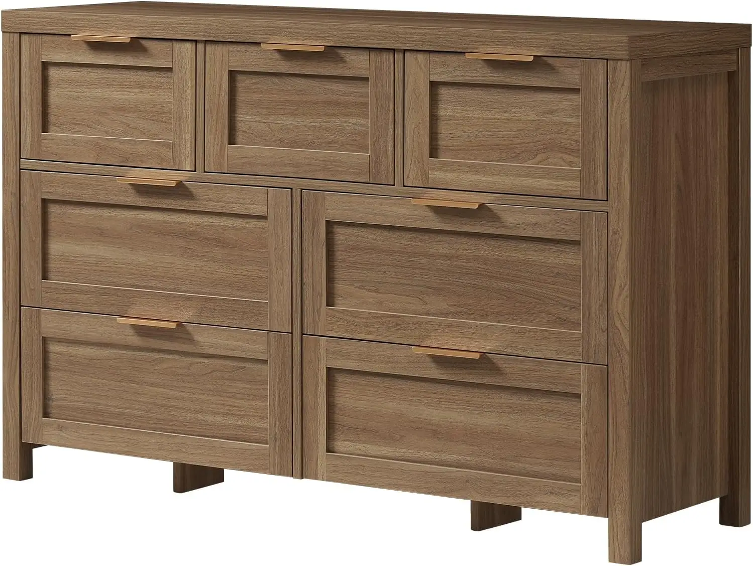 Drawers Dresser, Modern Dresser for Bedroom, Wood Dresser Organizer with Fluted Board and Metal Handle