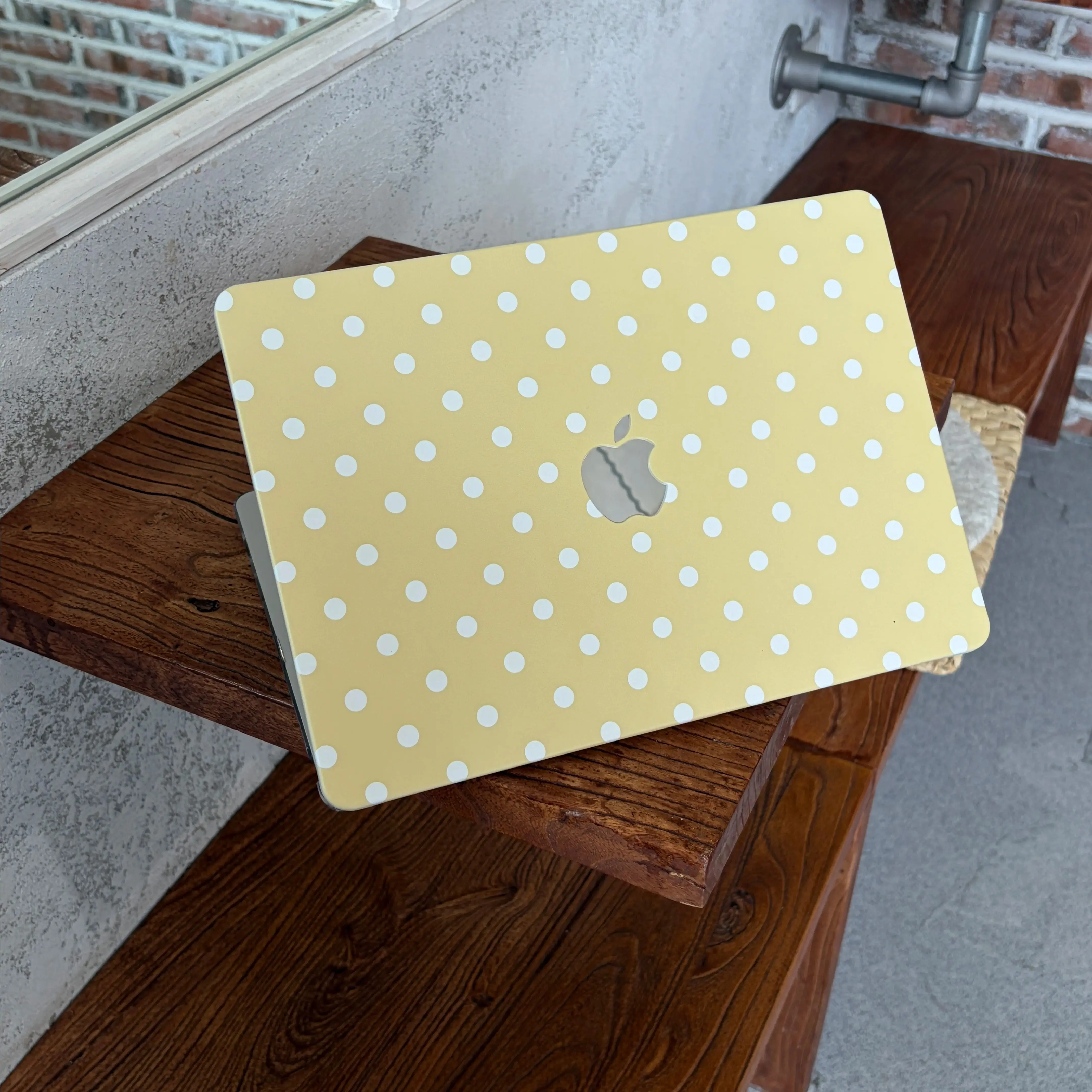 Cherry Blossom Pink Cream Yellow Dot Crystal Laptop Case For Macbook Air 13.6 M4 NEO 15 M3 For MacBook Pro 13 M1M2 14 M4M5 Cover