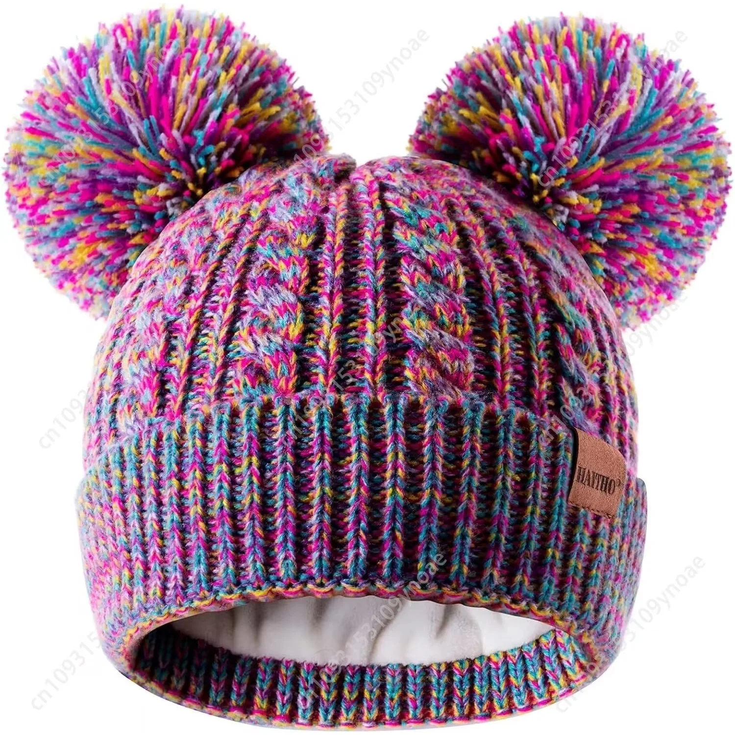 

Winter Toddler Beanie Hat Double Pom Warm Fleece Lined Accessories Knit Cap Man Women Knitted Hats Outdoor Activies Unisex Caps