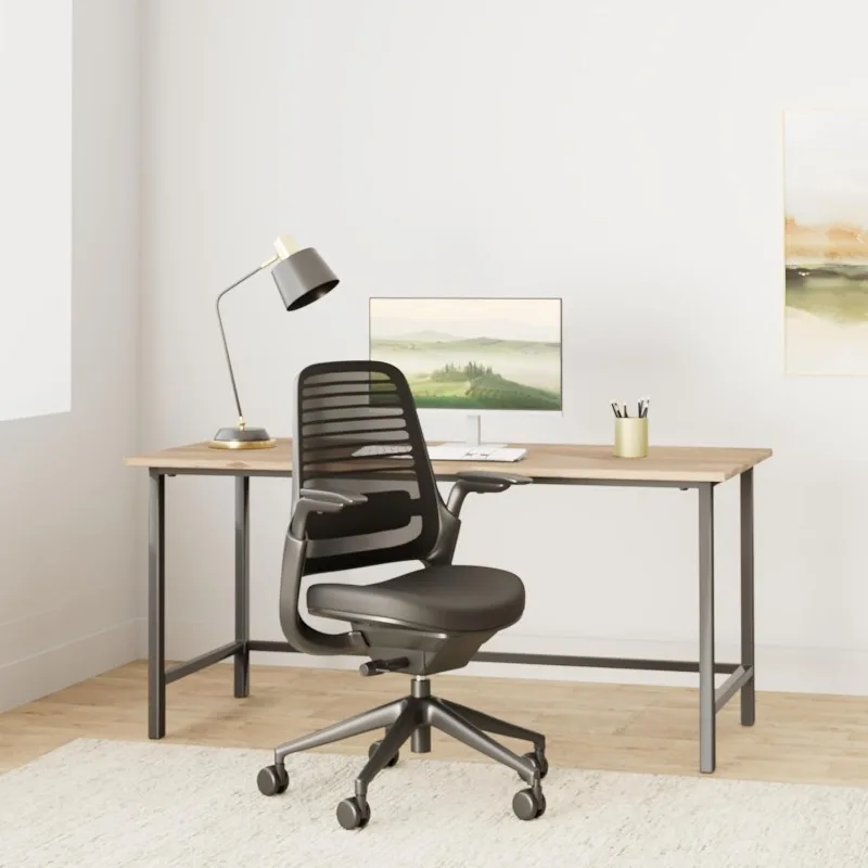 Steelcase Series 1 Office Chair Ergonomic Work Chair with Wheels for Carpet Helps Support Productivity Weight-Activated Controls