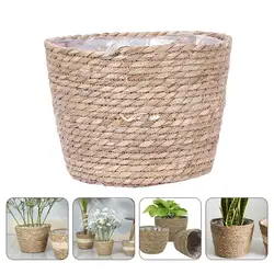 1pc Straw Woven Planter Indoor Planter Plant Basket for Home Office Basket Indoor Decor Outdoor Cachepot For Flowers Plant