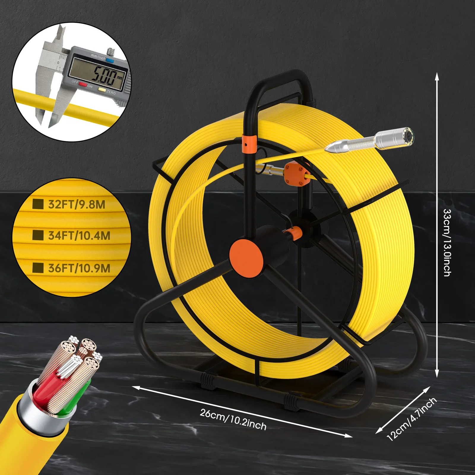SYANSPAN المجاري استنزاف المنظار الصناعي 23 مللي متر كاميرا فحص الأنابيب 16 جيجابايت بطاقة SD DVR تسجيل الفيديو 8500MHA بطارية 20/30/50 متر #5