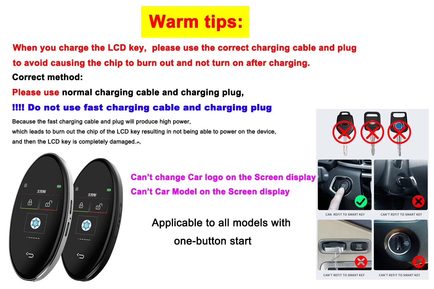 CF818 Universal LCD Remote Fit All Start Stop Engine Button Models For Audi BMW Benz Toyota Mazda Ford Comfortable Entry Keyless