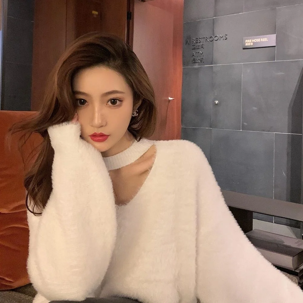 

Women Hollow Out Winter Sweaters 2023 New Long Sleeve Knitted and Pullovers Female Jumper Tops T297
