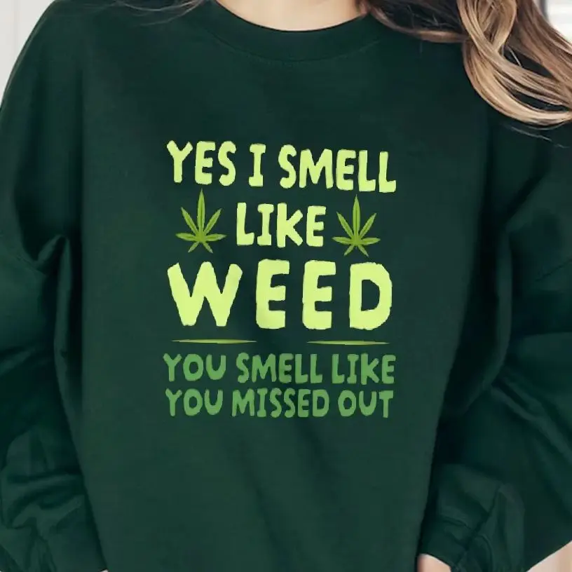 

Retro Vintage Sweatshirt Aesthetic Graphic Hoodies Y2K Tops Casual Daily Wear Unisex Stylish Pullover Yes I Smell Like Weed