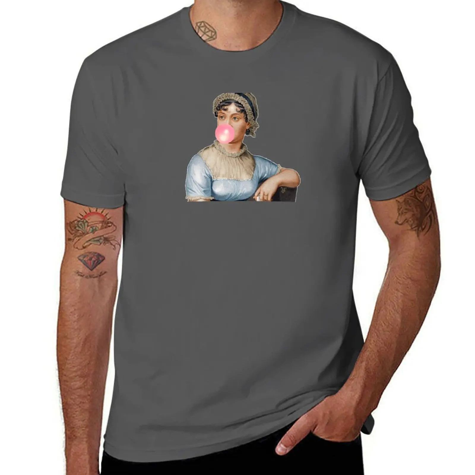 Jane Austen- Obstinate Headstrong Girl T-Shirt Utility Work Short Sleeve Top