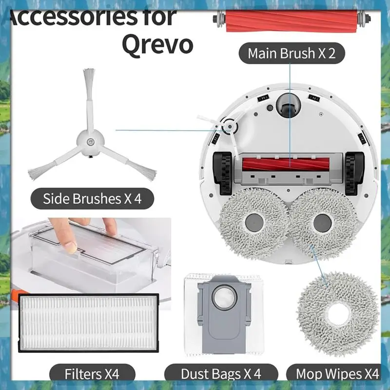 

The For Roborock Q Revo Robot Vacuum Cleaner Main Side Brush Hepa Filter Mop Cloth Dust Bags Replacement Parts
