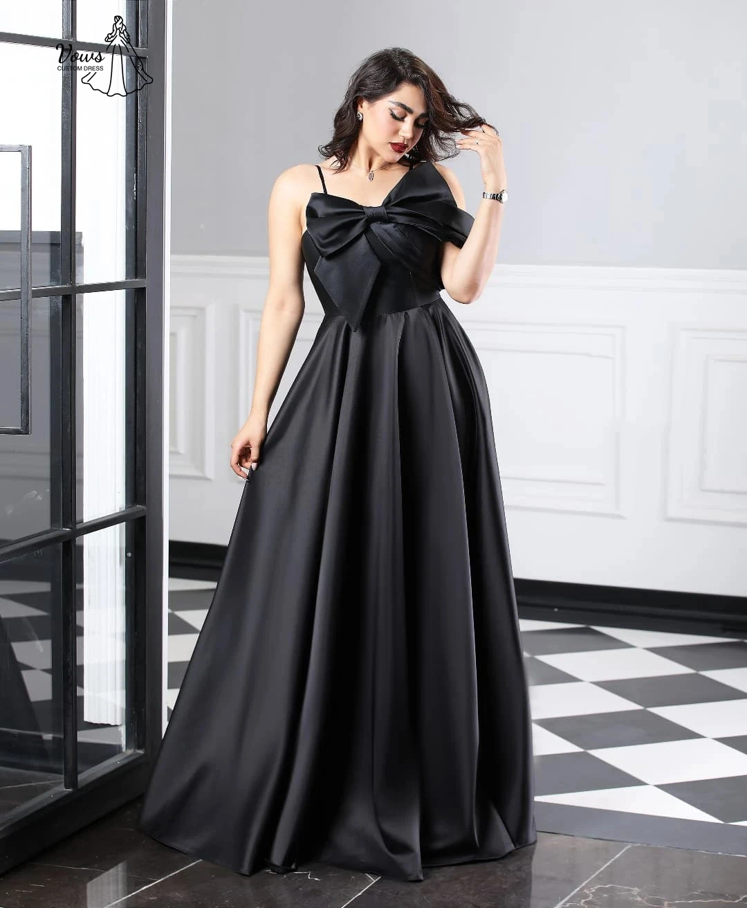 فساتين سهرة نسائية فاخرة من Vows للمناسبات مصنوعة حسب الطلب ربطة القوس فيونكة ثوب حفلة كلمة فستاين سهرة/فساتين الحفلات الساتان فستان حفلة موسيقية فاخر 2025