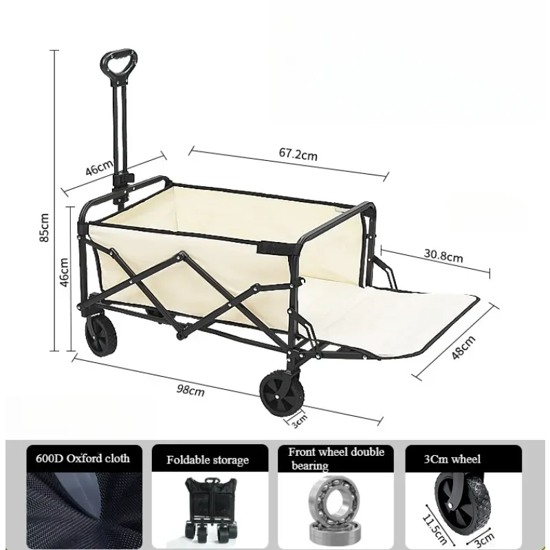 

Folding Cart Portable Large Capacity Camping Wagon Wheels Outdoor Shopping Basket Carrier Foldable Beach Trolley Garden Cart