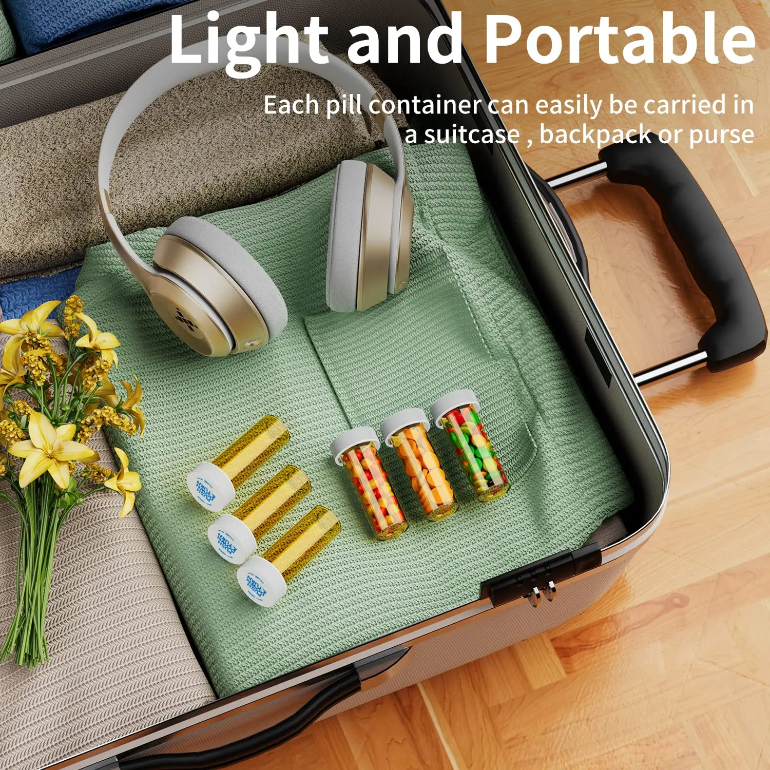 Bottiglie per pillole 6-60DR con tappo resistente ai bambini 12 fiale da prescrizione, contenitori vuoti in plastica per medicinali, copertura di sicurezza