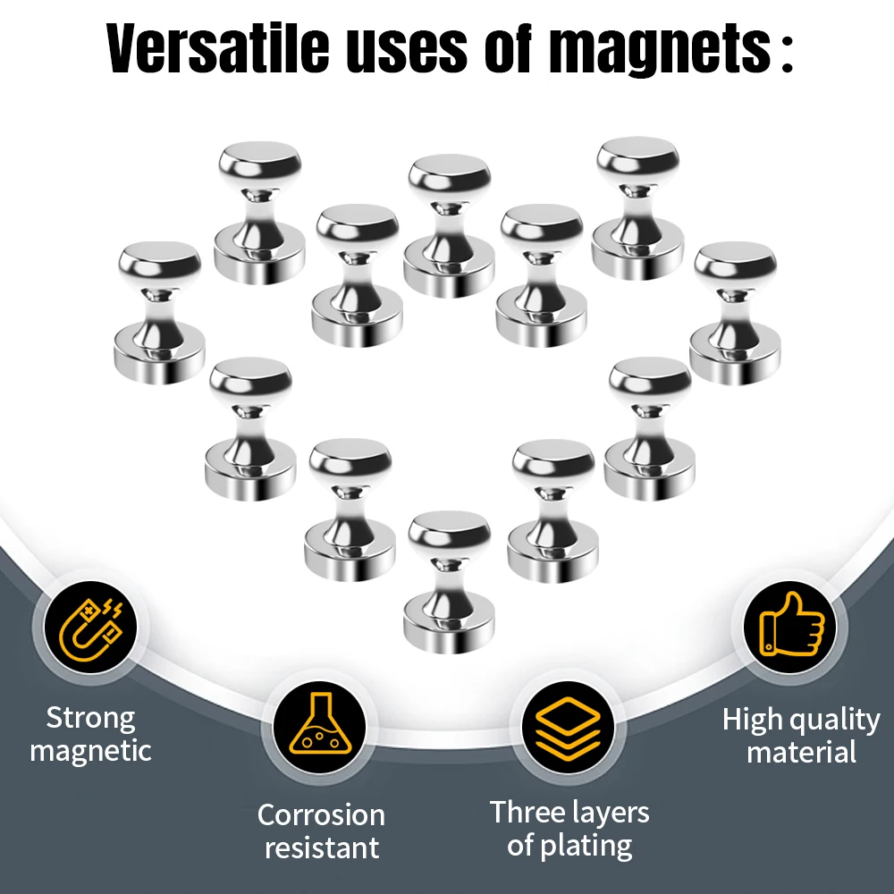 Ímã forte do cone do neodímio, N52 Ímã Pushpin, Super Ímã, Etiqueta do refrigerador, Polegar, Escritório