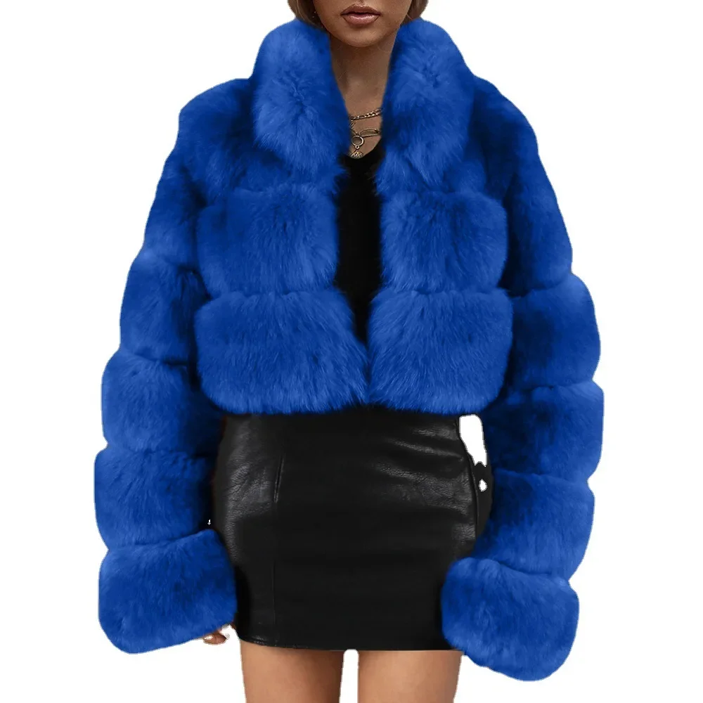 

Women Faux Fur Coat Short Stand Collar Ultra Short Imitation Fur Coat Women's Casual Autumn Winter New Fashion Popular Fur Coat