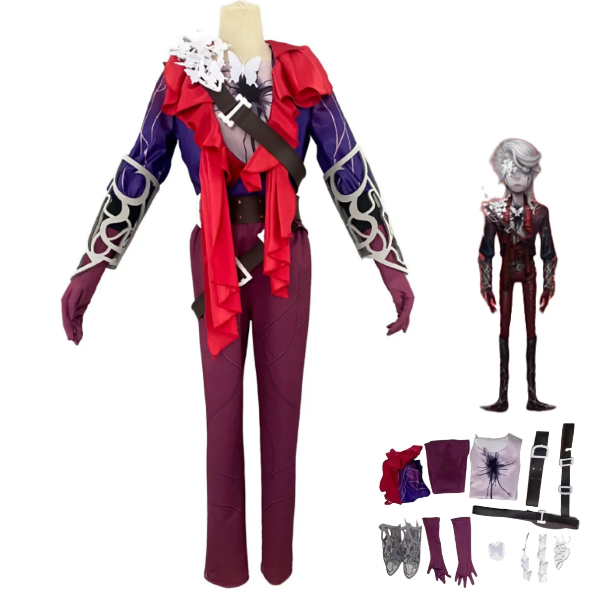 

Game Identity Ⅴ Naib Subedar Mercenary Cosplay Costume Man in Red Person in Shirt Uniform Man Woman Halloween Party Suit