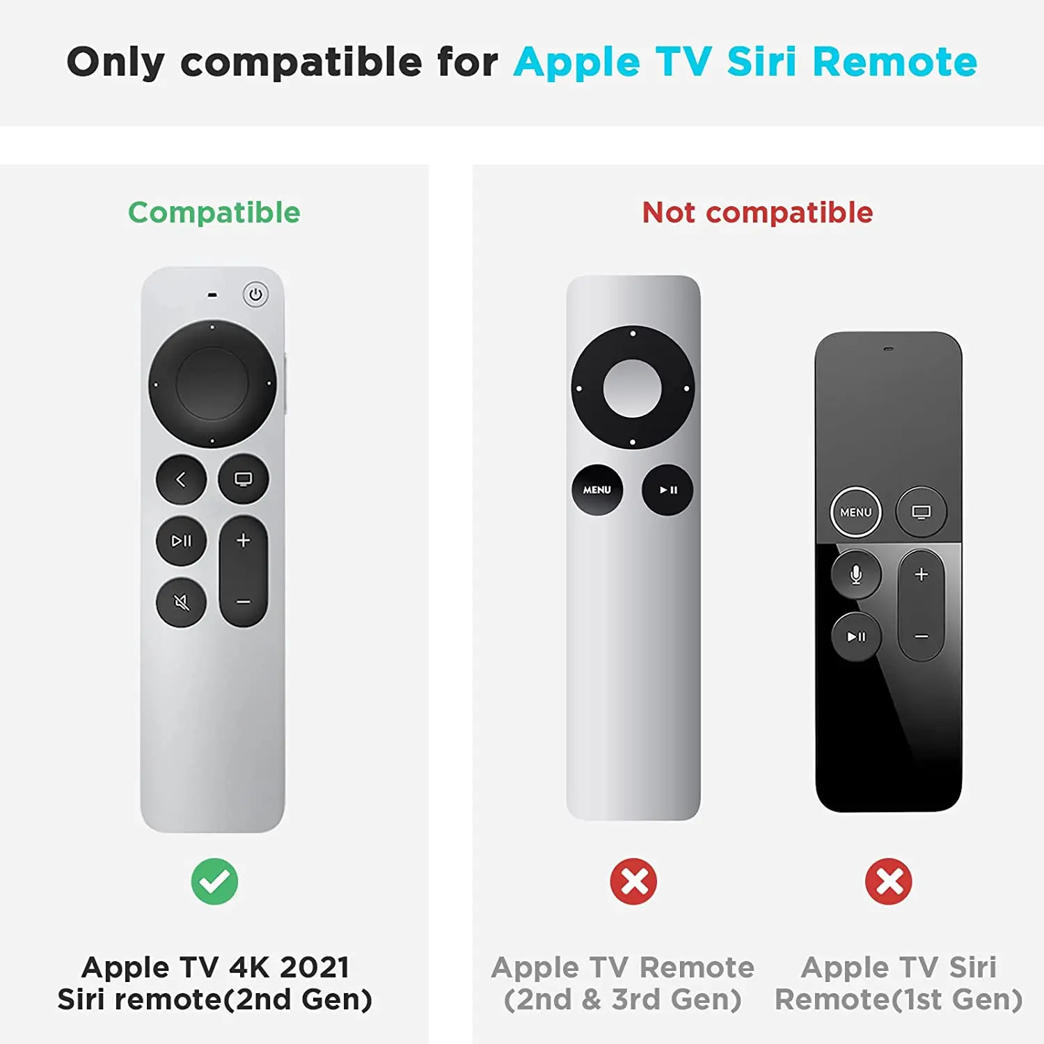 Fancan TPU Soft Case Compatible with Apple TV 4k 2021 Remote Prevent Scratches with Drop Protection-Transparent with Silver Edge