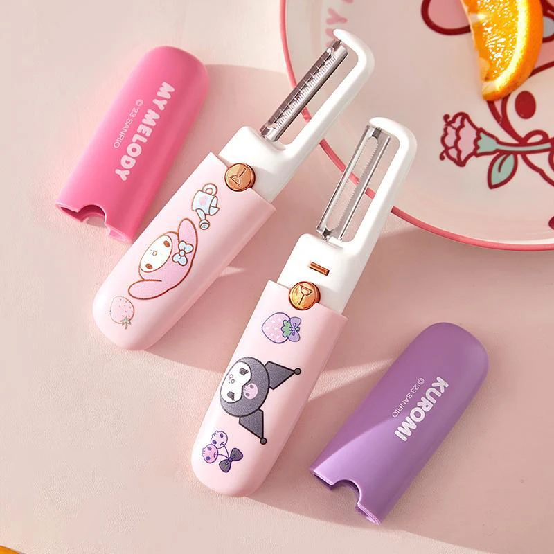 New Kawaii Sanrio Fruit Peeler Household Multifunctional Outdoor Portable Peeler Double Headed Peeler Slicker Gifts for Kids