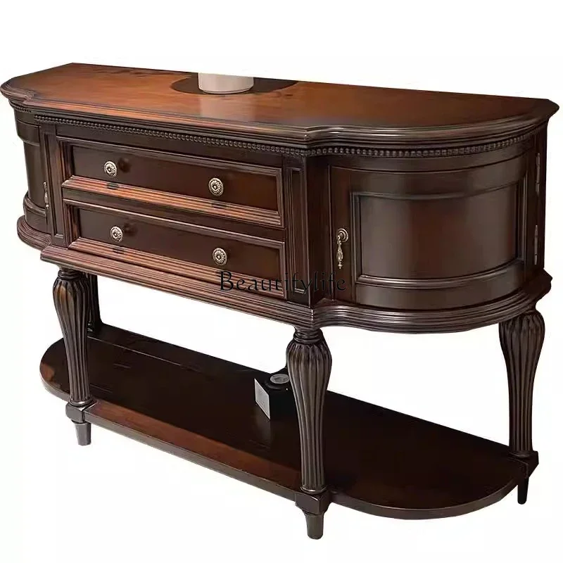 

pg451American solid wood entrance cabinet semi-circular retro corridor decorative cabinet