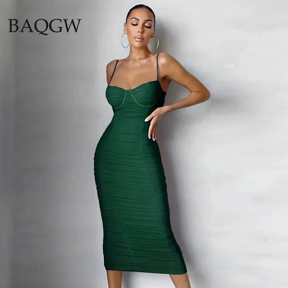 

Green Mesh Draped Bandage Dress Midi Bandage Long Dresses Bodycon Women Summer Green Sexy Party Dress Evening Club Outfits