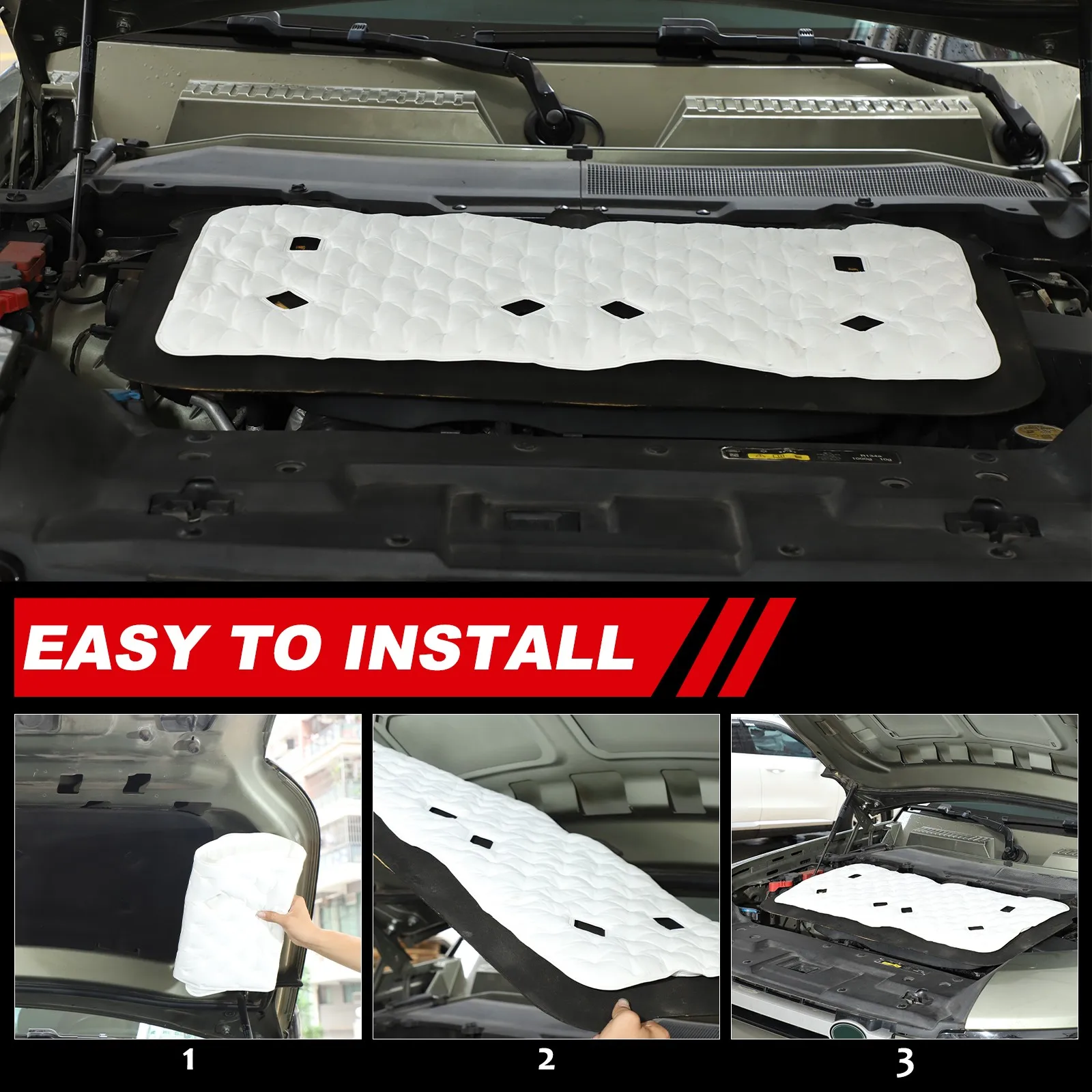 

Звукоизоляция отсека двигателя, хлопок для Land Rover Defender 90 110 130 2020-2025, теплозащитная изоляция капота, хлопок