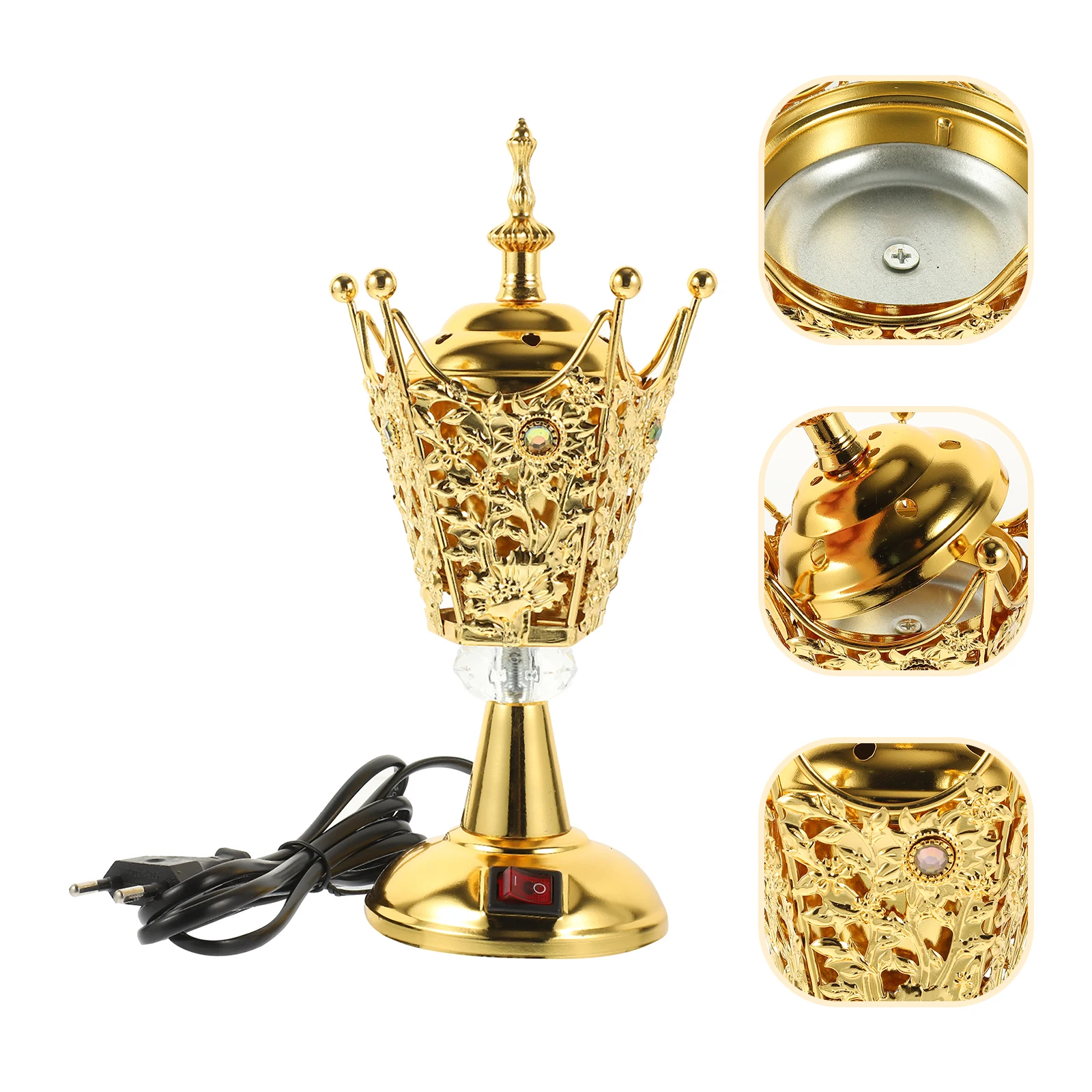 

Electric Incense Burner Metal Aroma Stove Decorative Home Office Desktop Portable Vintage Centerpiece Gift For Christmas Temple