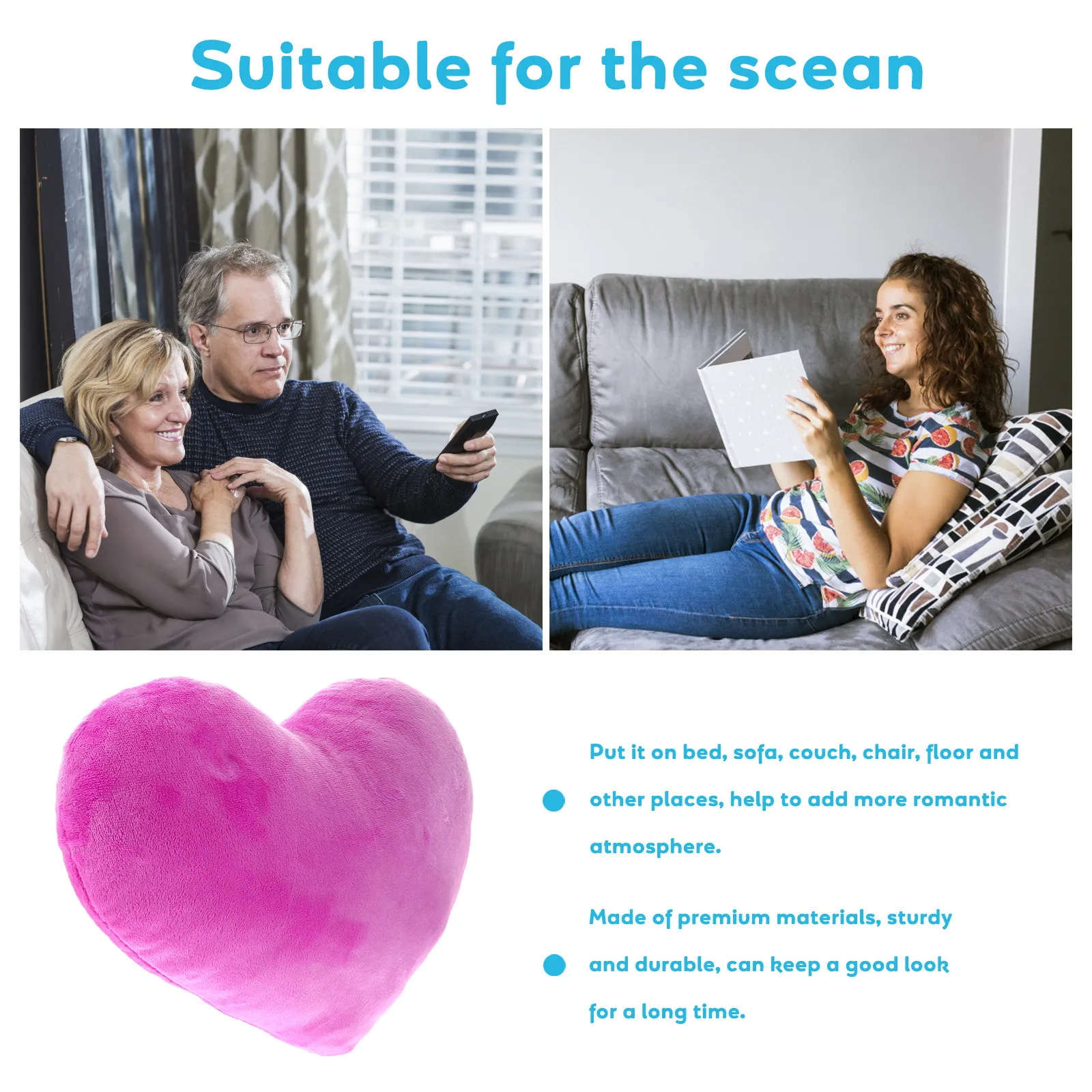 Heart Shaped Pillow Cushion for Sofa, Bed, Couch, Floor – Soft Romantic Decor & Gift for Valentine’s Day, Wedding