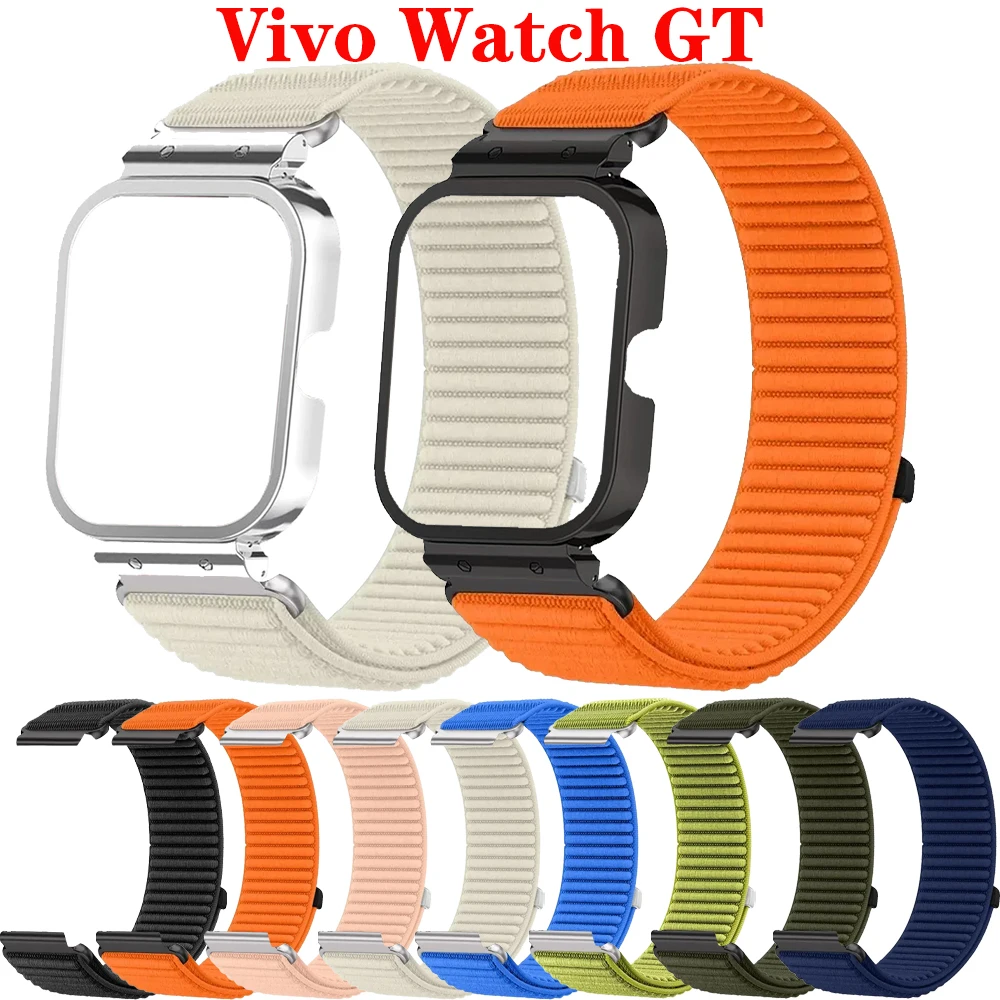 Чехол 2 в 1, совместимый с ремешком Vivo Watch GT Band для женщин и мужчин, нейлоновый плетеный спортивный сменный ремешок для IQOO Watch GT Suit