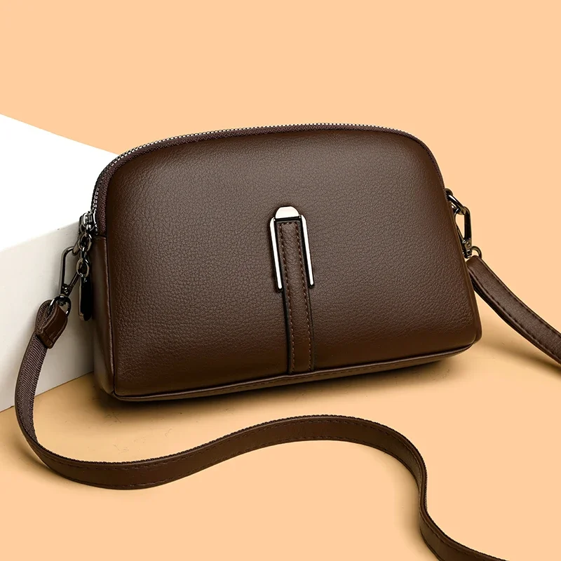

Fashion Soft Solid Color Leather Women Tote Purse Phone Bag 2025 Luxury Women's Shoulder Crossbody Bag Female Handbag Sac A Main