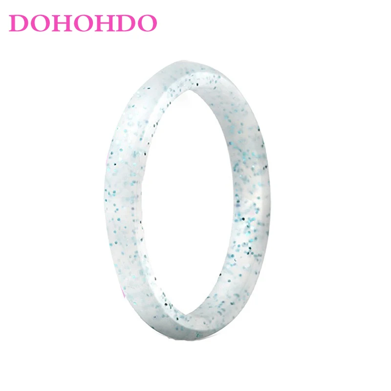 10pcs/lots 2.7mm 4-10 Size Hypoallergenic Crossfit Flexible Glitter Silicone Rings Food Grade FDA Silicone Finger Ring For Women