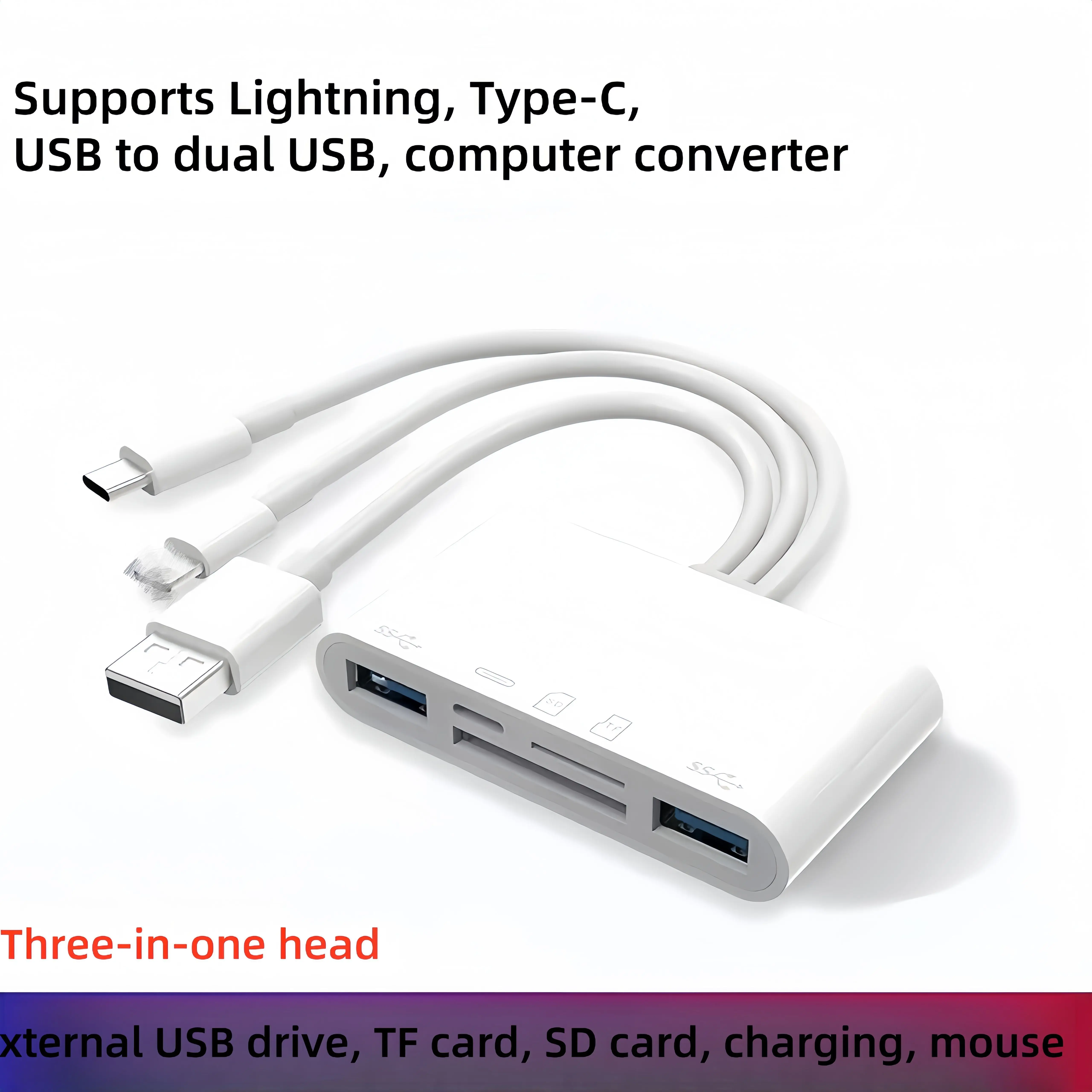 10 Buah Adaptor USB OTG Multi-perangkat 5-in-1 untuk Slot Kartu Micro SD TF Mendukung Pengisian Daya SD/Micro SD/SDHC/SDXC/MMC Kompatibel IPho
