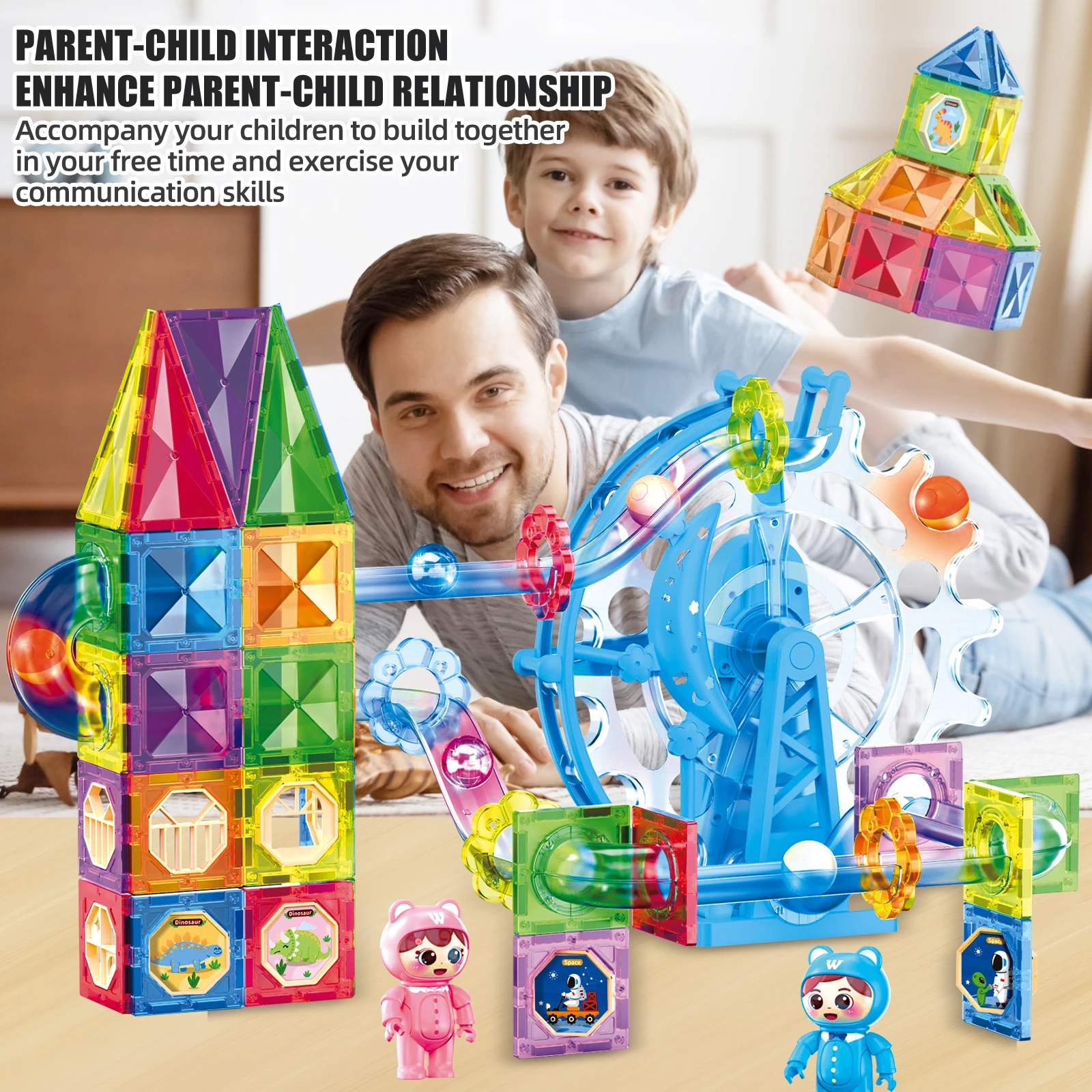 Colorful Window Magnetic Sheet Track Building Block Maze Assembly Magnetic Suction Pipeline Ball Rolling Puzzle Toy For Boys And